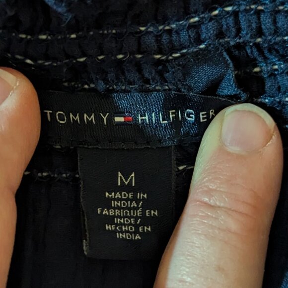 119. Tommy Hilfiger Navy peasant blouse - Medium - Picture 4 of 4